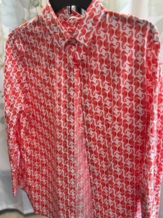 Chico's Tops - Chico’s Seahorse Print Button Front Blouse Size 1 Medium